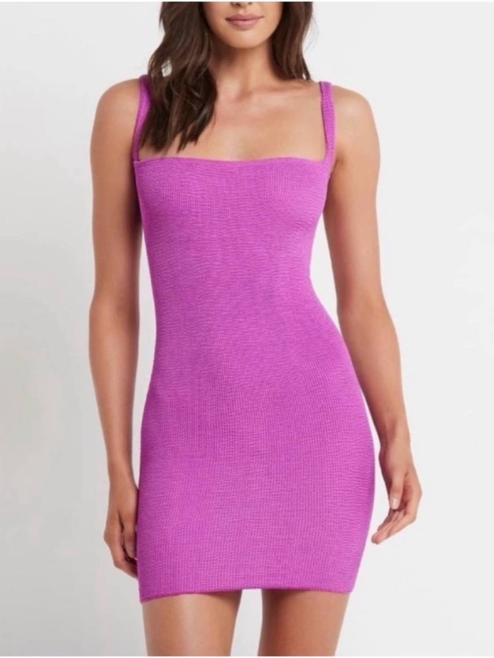Bond-Eye Square Neck Ultraviolet Eco Drew Mini Dress